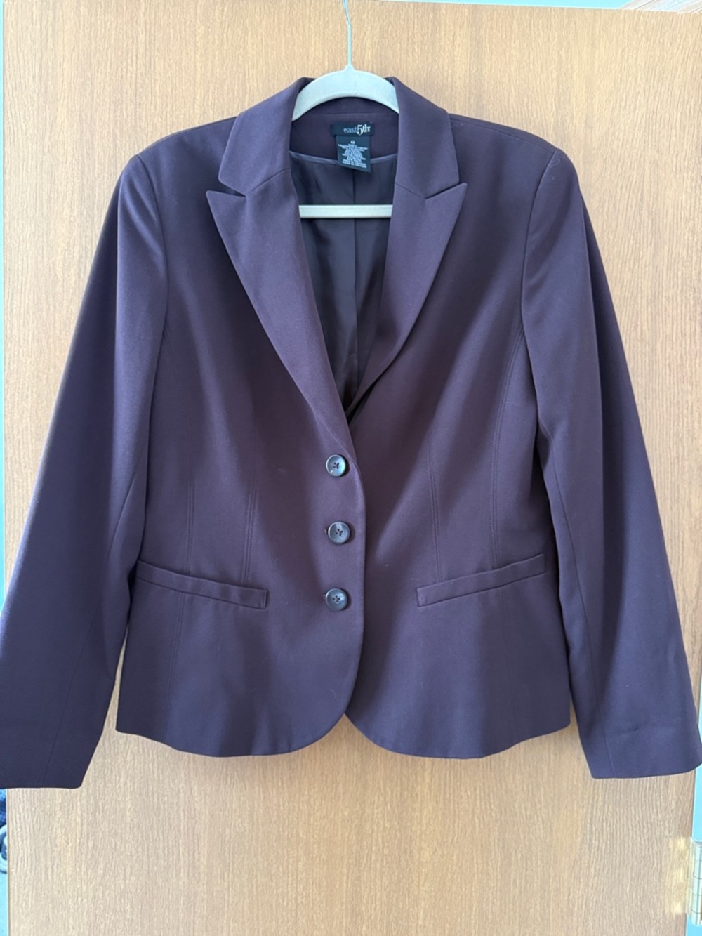 East 5th Tailored Blazer – Purple‑Tinged Brown, Size 12